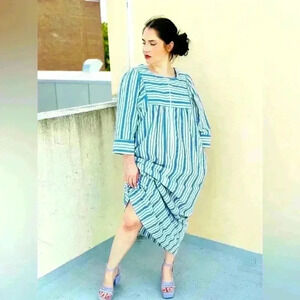 VTG SAYBURY Lightweight Lounge Rainbow STRIPED Half Zip ROBE/DRESSING GOWN Sz M